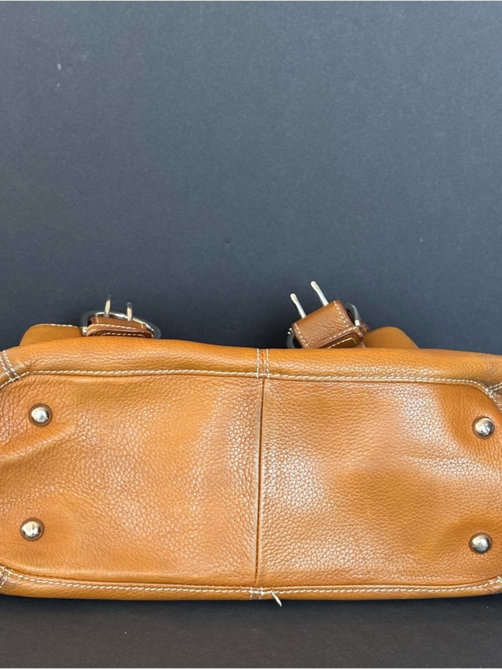 TIGNANELLO Satchel Tote Bag Caramel Leather Double Handle Magnet Closure - Picture 9 of 9